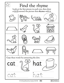 preschool worksheet rhyming words