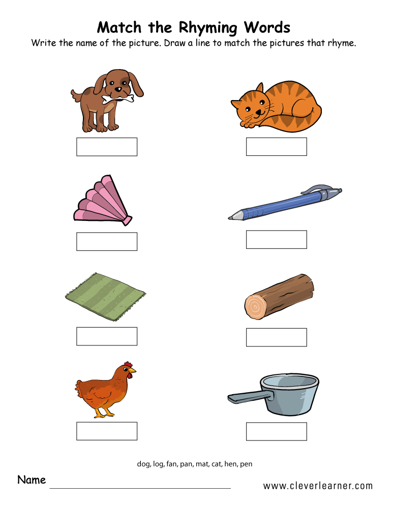 preschool worksheet rhyming words