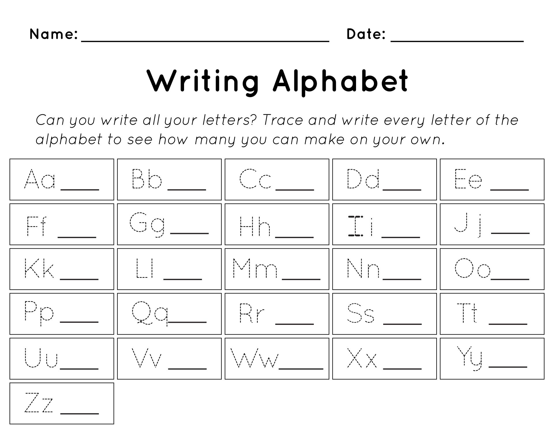 preschool worksheet writing