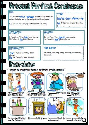 present perfect continuous worksheet