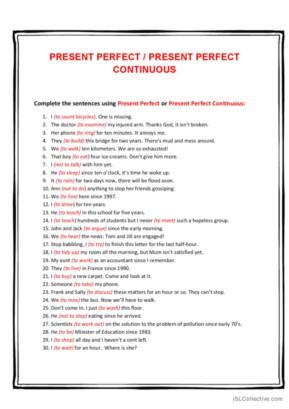 1,882 Present perfect English ESL worksheets pdf &  doc