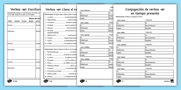 Spanish Verb Conjugation Practice Worksheets PDF | Twinkl US