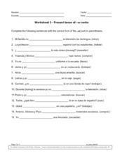 Spanish Conjugation of Verbs Lesson Plans &  Worksheets