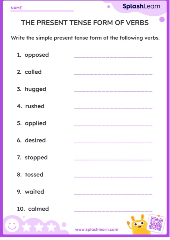 Verbs Worksheets for 3rd Graders Online
