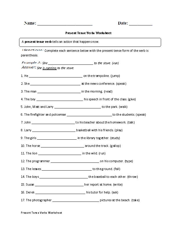 worksheets library | Verbs Worksheets | Verb worksheets, Progressive ...