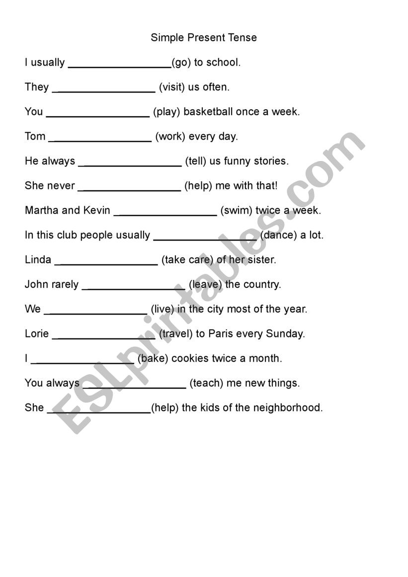 Simple Present Tense - ESL worksheet by sze0831