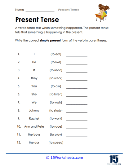 Present Tense Worksheets - 15 Worksheets Library