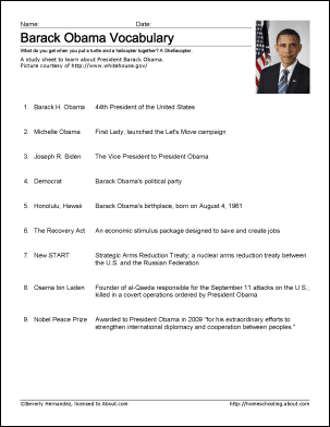 president obama worksheet