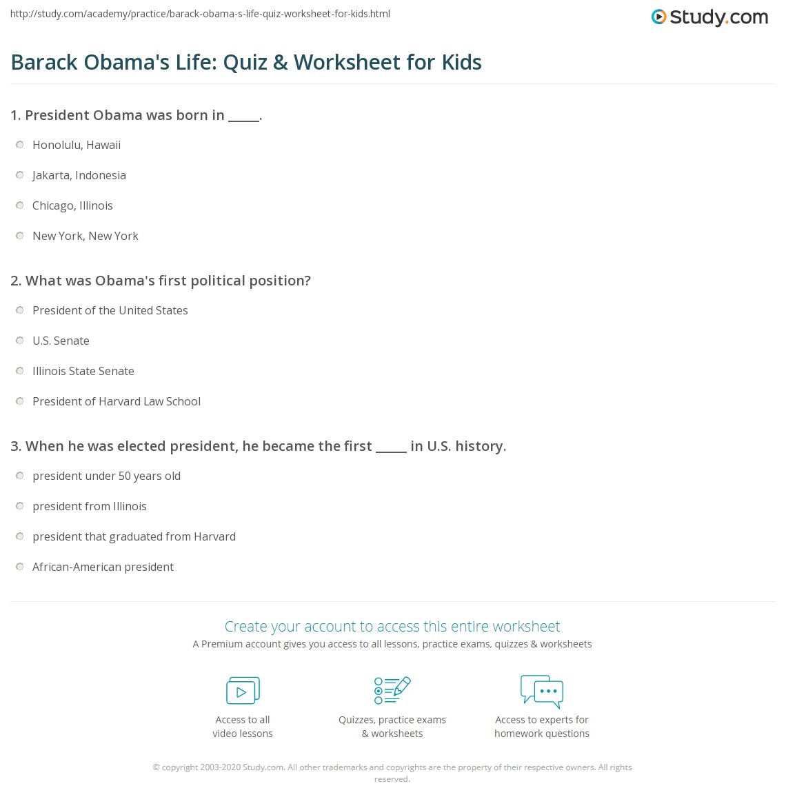 president obama worksheet