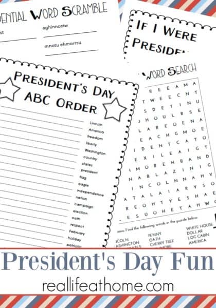 Presidents Day Math Worksheets for Preschool