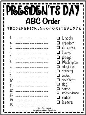 Presidents Day Worksheet - Twisty Noodle