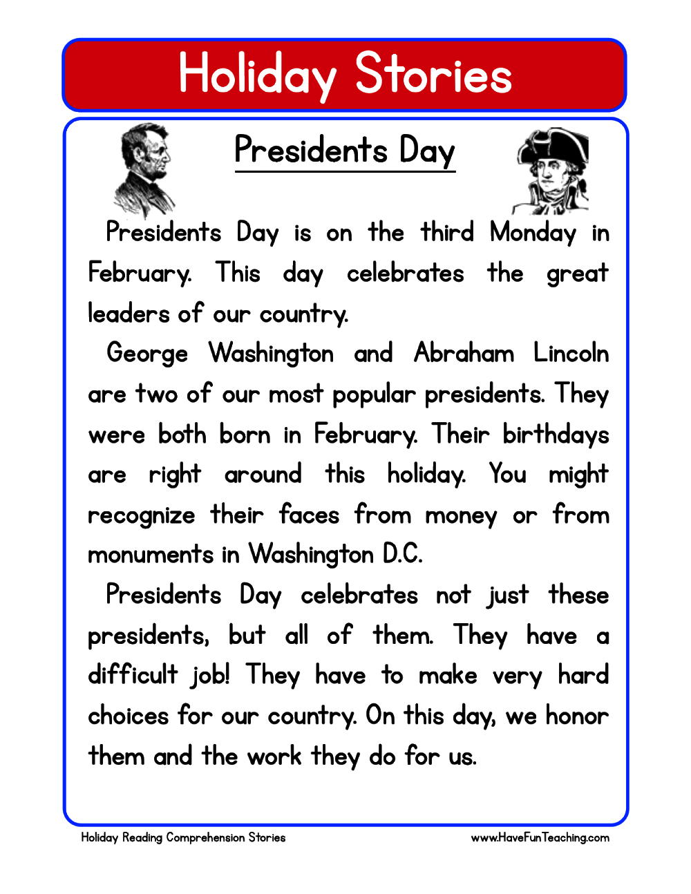 presidents day worksheet