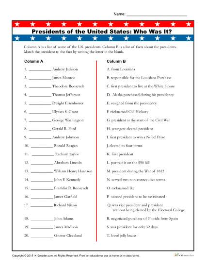 presidents day worksheet