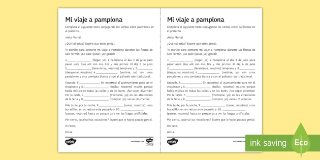 San Fermin Festivities Preterite Tense Gap Fill Worksheet ...