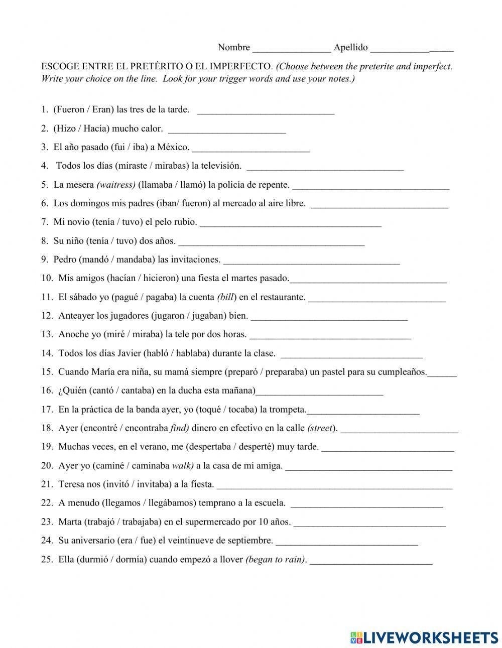 Free Preterite Vs Imperfect Worksheet Download Free Preterite Vs Free Preterite Vs Imperfect Worksheet Download Free Preterite Vs