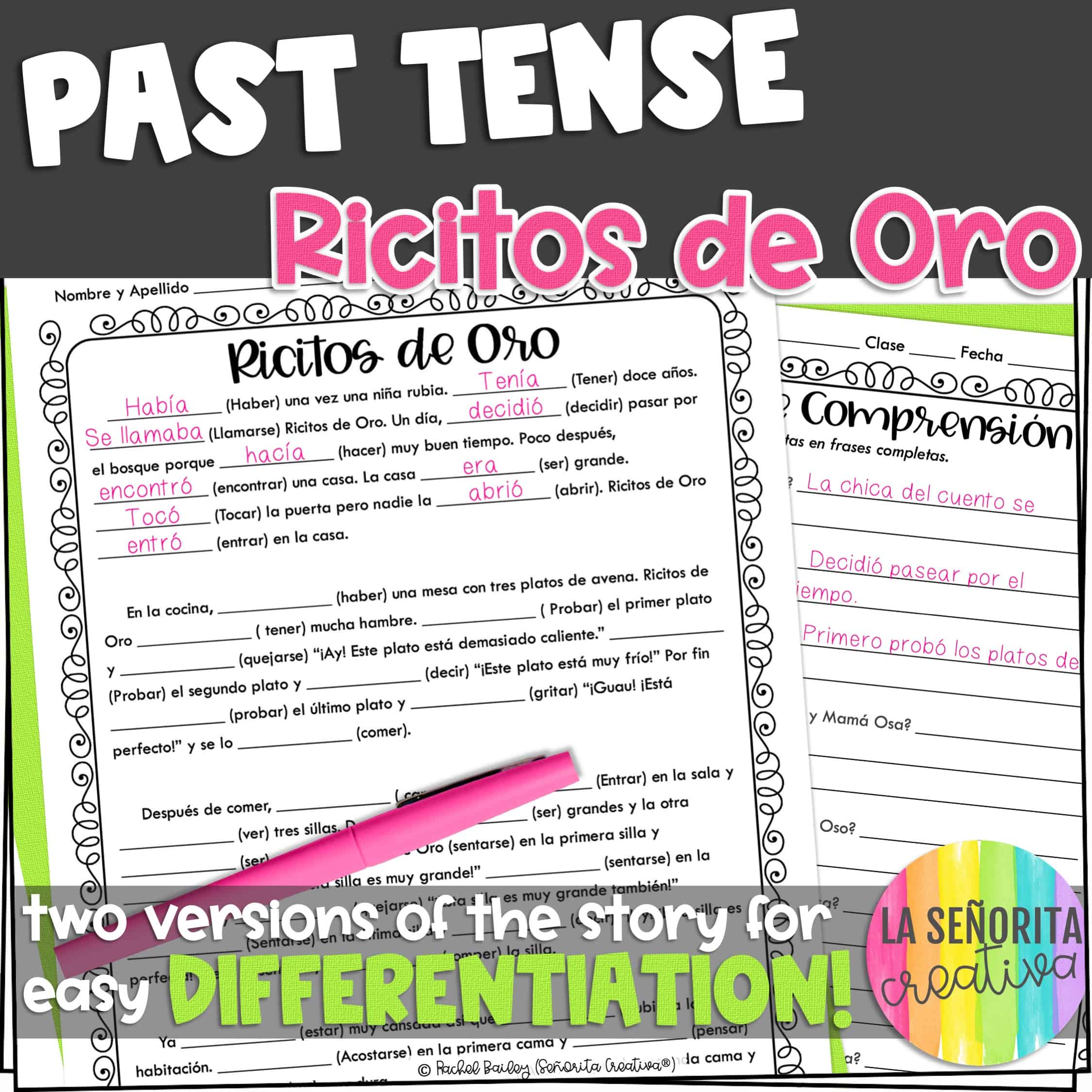 Ricitos de Oro | Preterite vs Imperfect Story Worksheet - Señorita ...