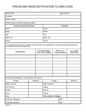 Prevailing Wage Notification To Employee - Fill Online, Printable ...