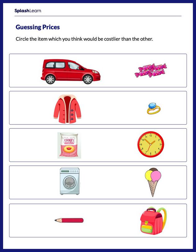 Guess the Price - Math Worksheets - SplashLearn