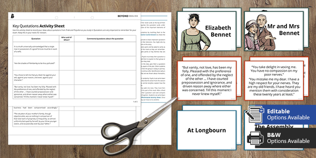 pride and prejudice worksheet