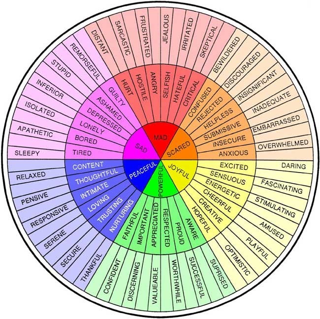 primary and secondary emotions list
