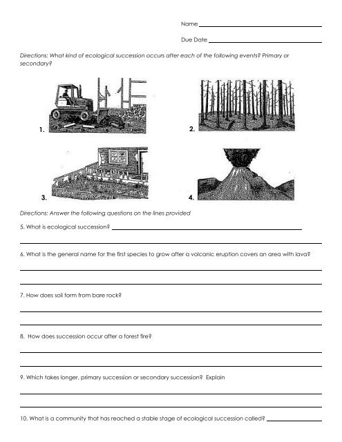 Name Due Date Directions: What kind of ecological succession ...