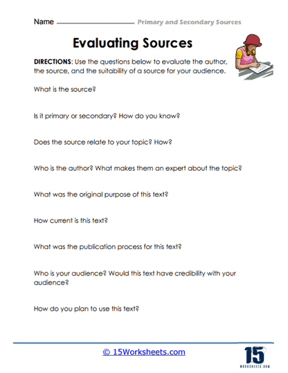 Primary and Secondary Sources Worksheets - 15 Worksheets Library