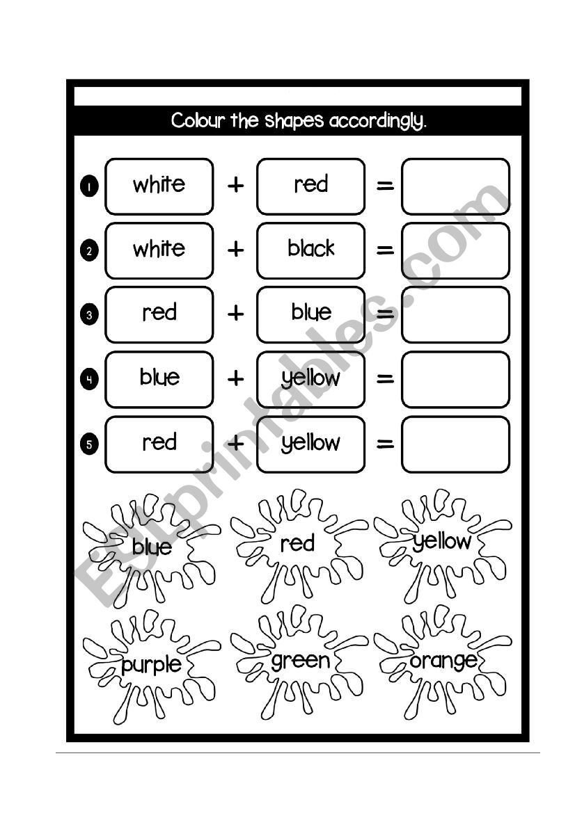 primary and secondary colour - ESL worksheet by Cacaycle