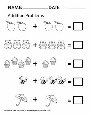 Math Addition Worksheet for Grade One - Free Printable Online