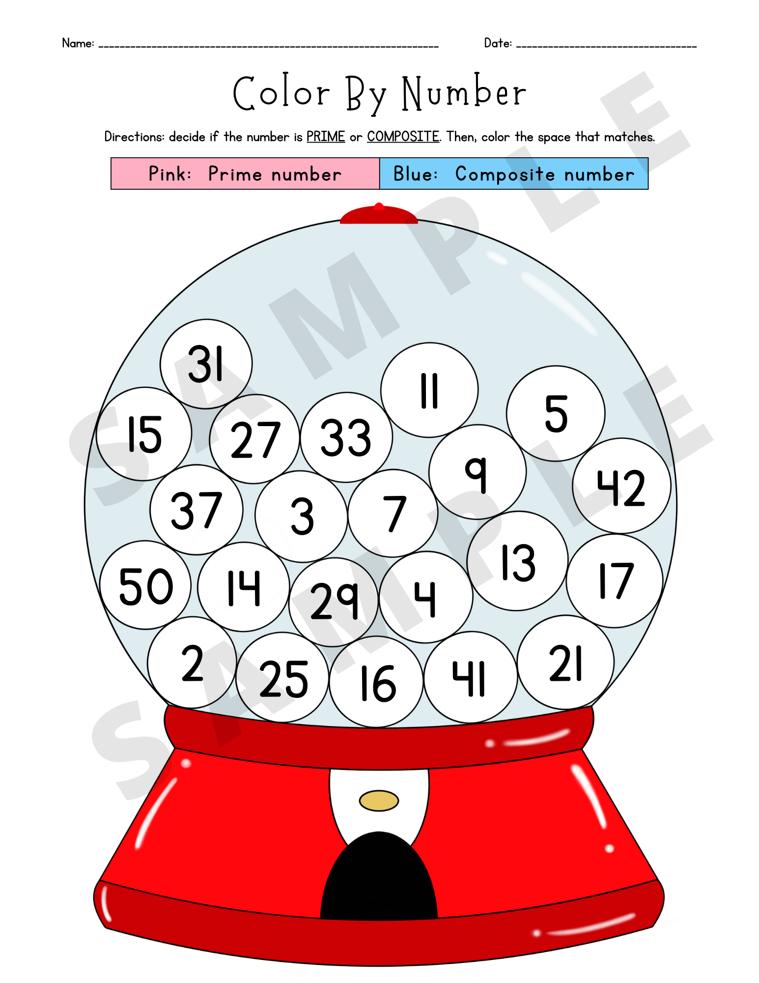 Prime And Composite Numbers Color By Number Activity Worksheet 4