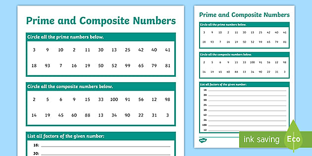 prime and composite numbers worksheet 5th grade