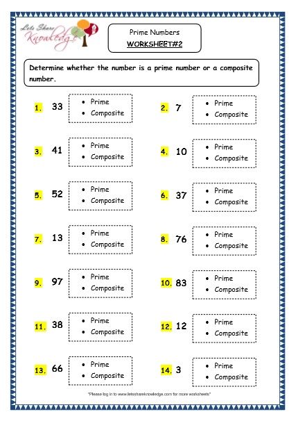 prime and composite numbers worksheet printable