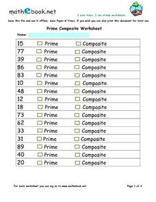 prime and composite worksheet 4th grade