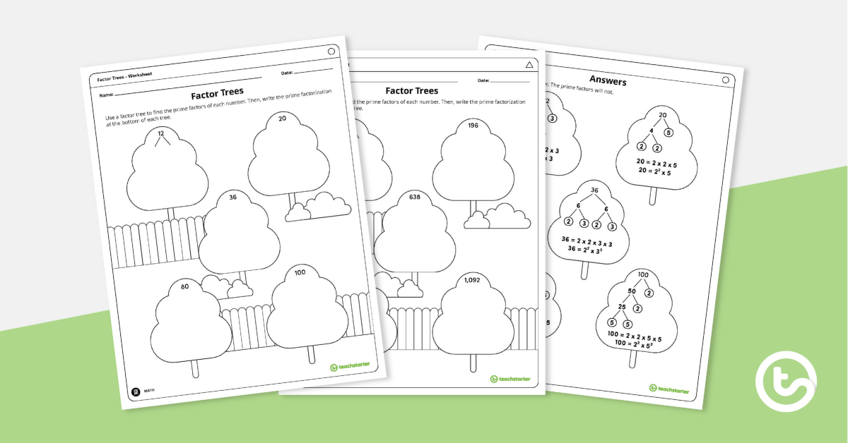 Factor Trees Worksheet Set | Teach Starter