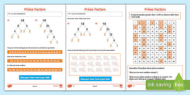 Prime Factorization Worksheet Pack (teacher made) - Twinkl