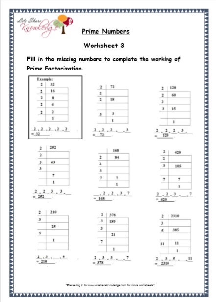 prime number worksheet 5th grade
