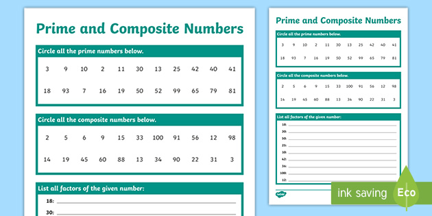 Prime and Composite Numbers Worksheet | Twinkl Resources