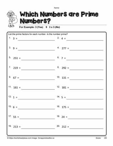 Prime Number Worksheets to 100