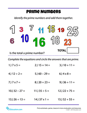 Finding Prime Numbers | Worksheet 
