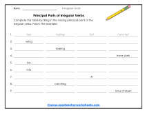 principal parts of irregular verbs worksheet