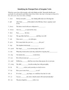 principal parts of irregular verbs worksheet