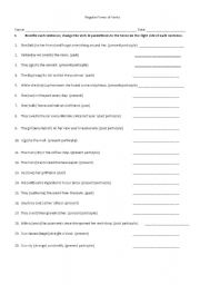 principal parts of irregular verbs worksheet