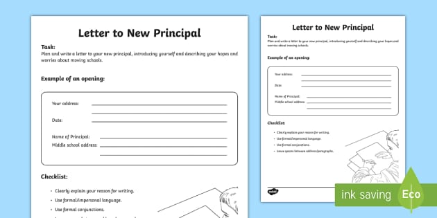 Letter to New Principal Writing Worksheet / Worksheet, worksheet