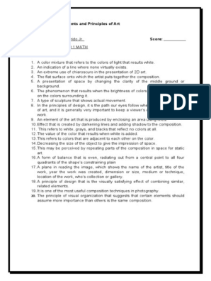principles of art worksheet