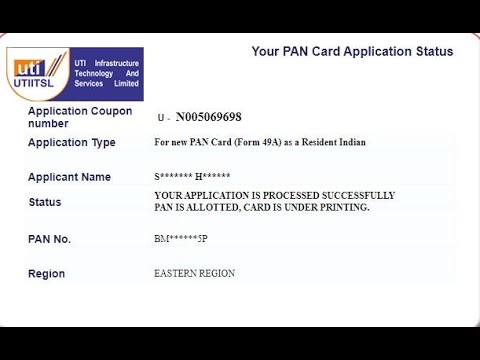 Your PAN Card Application Status - YouTube