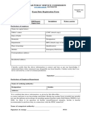 Exam Duty Reg Form | PDF | Test (Assessment) | Justice
