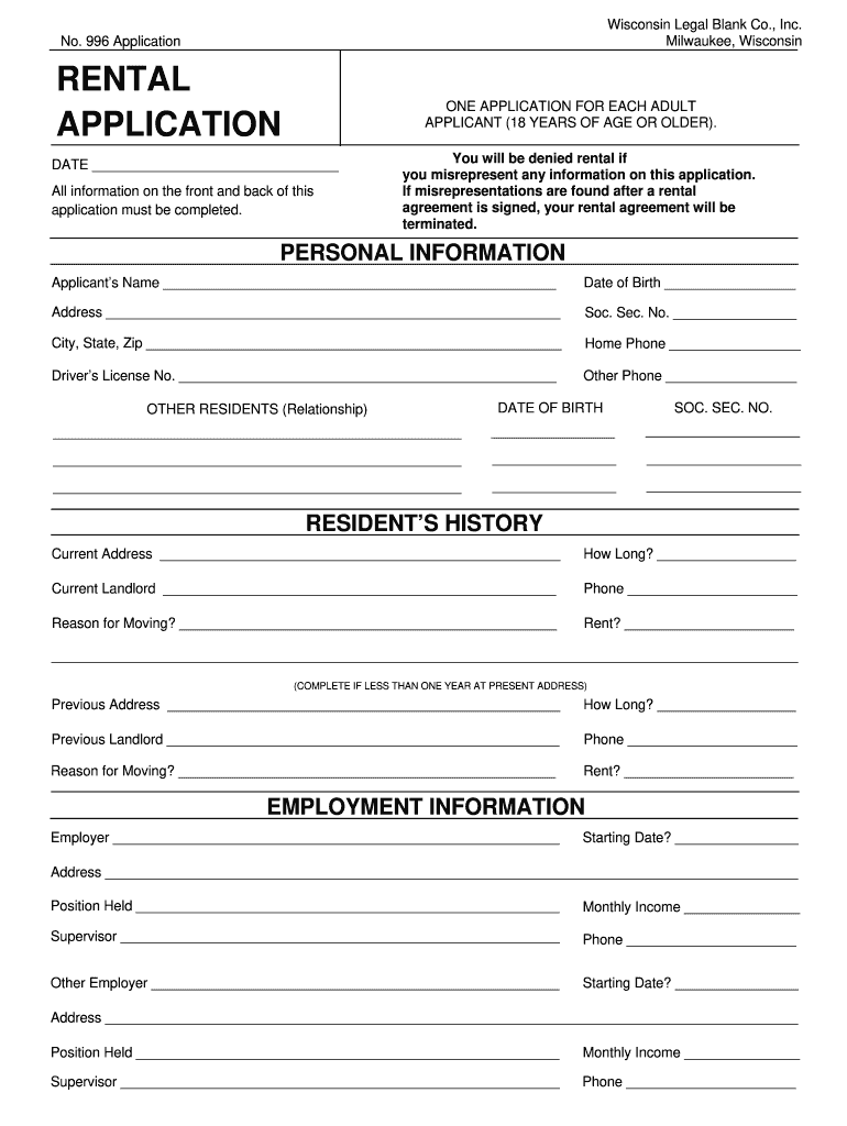 Printable Rental Application Form - Fill Online, Printable ...