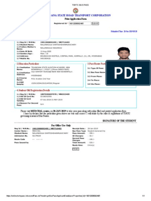TSRTC Bus Pass PDF | Download Free PDF | Identity Document | Transport