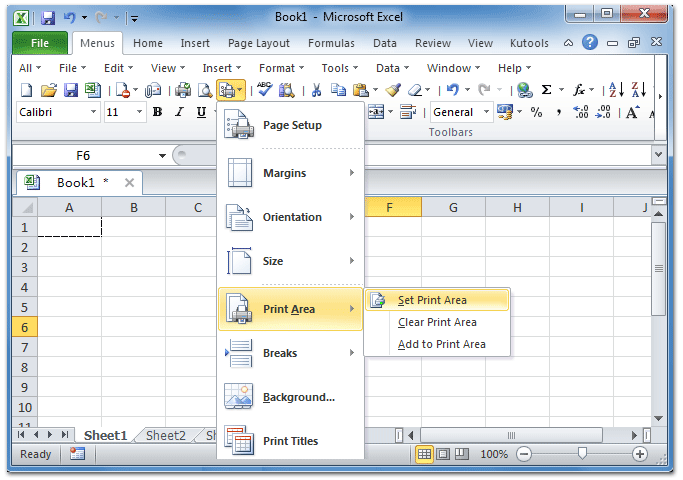 Where is Set Print Area in Excel 2007, 2010, 2013, 2016, 2019 and 365