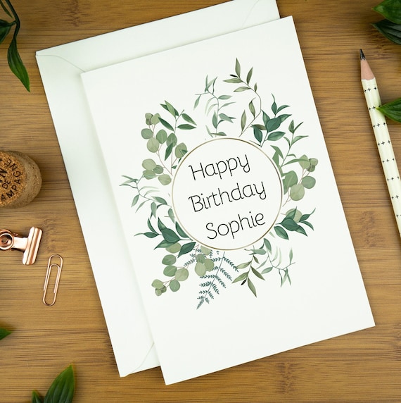 Botanical Birthday Card for Wife, Personalised Name Birthday Card ...