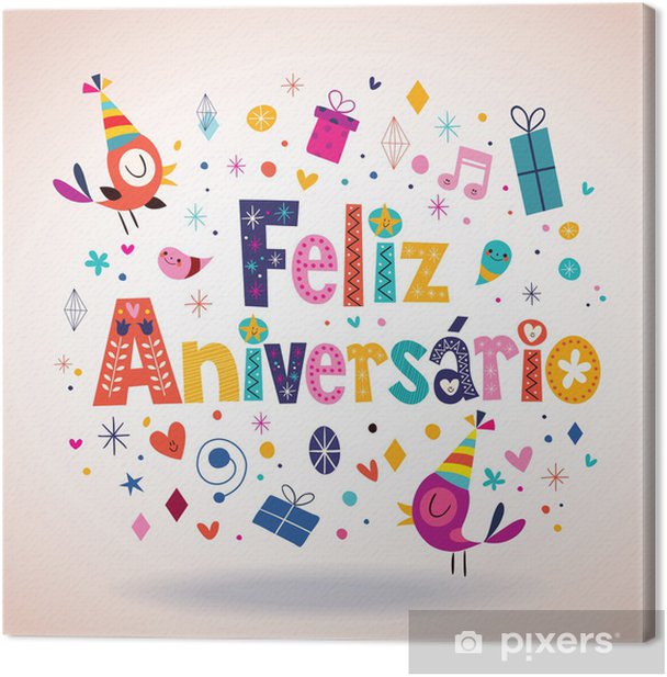Canvas print Feliz Aniversario Portuguese Happy Birthday card